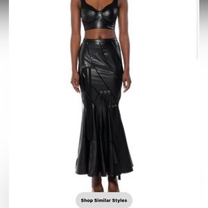 TAKE SOME TIME FAUX LEATHER MERMAID MAXI SKIRT IN BLACK